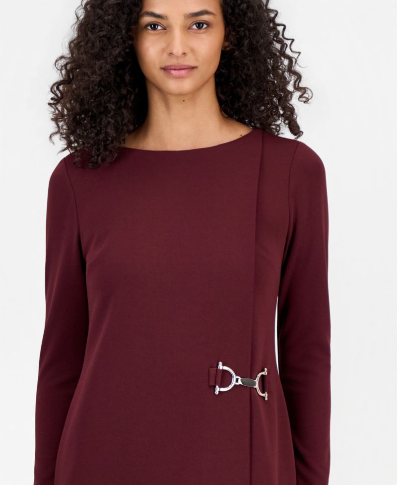 Petite Scoop-Neck Scuba Crepe Sheath Dress