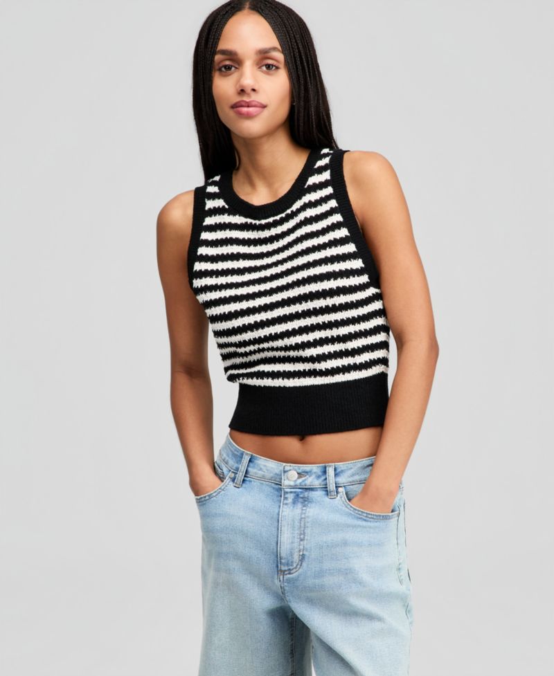 Women's Striped Sweater Tank Top