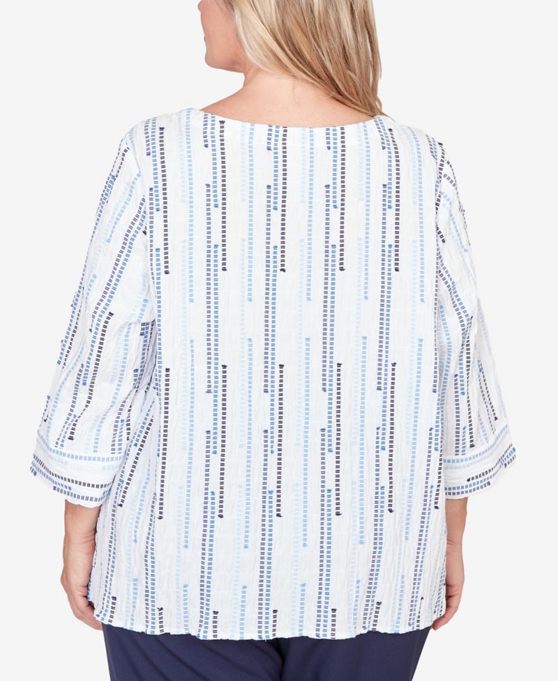 Plus Size Classic Spliced Jacquard Stripe Top