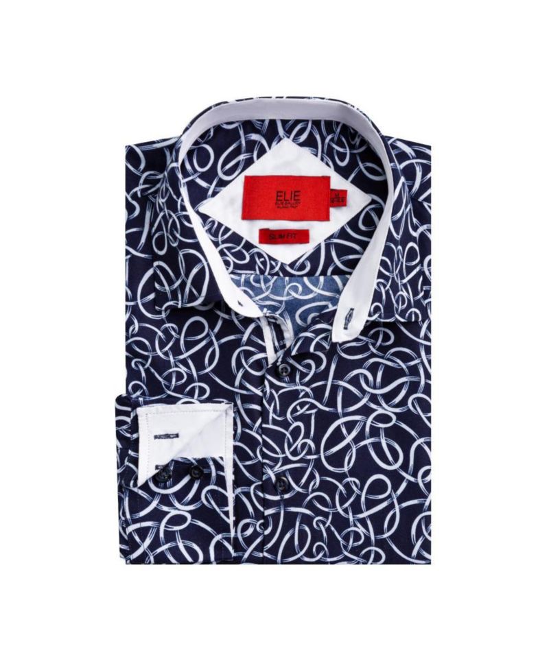 Men's Slim Fit Swirl Print Shirt