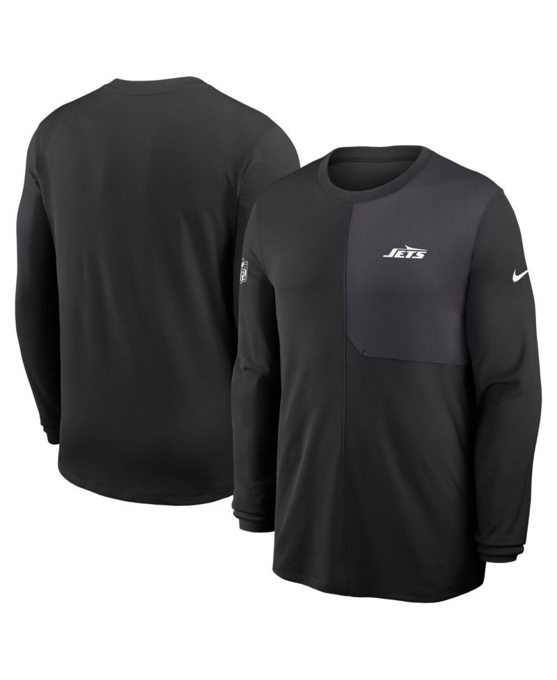 Men's Black New York Jets Sideline Coach UV Performance Long Sleeve T-Shirt