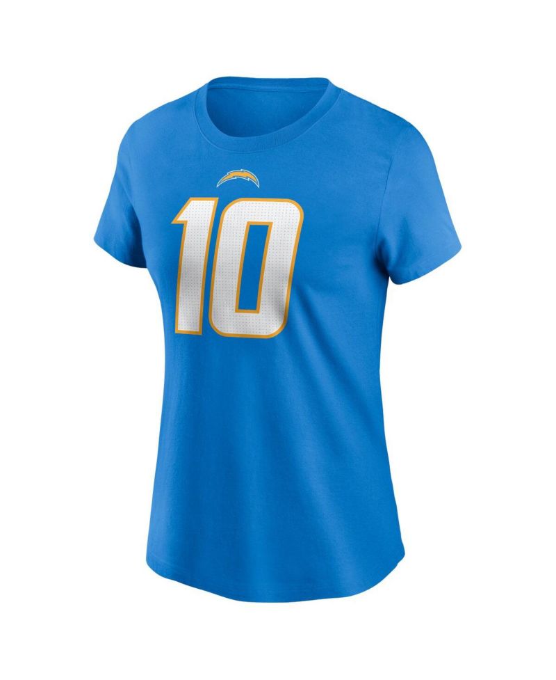 Women's Justin Herbert Powder Blue Los Angeles Chargers Player Name and Number T-shirt