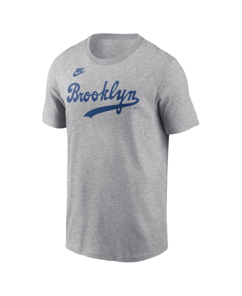 Men's Jackie Robinson Heather Gray Brooklyn Dodgers Cooperstown Collection Name & Number T-Shirt