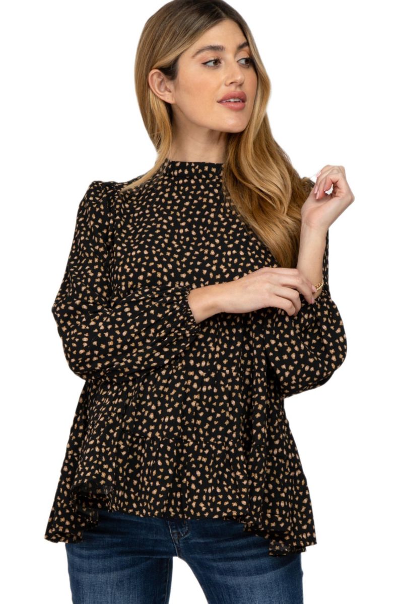 Women's Mock Neck Tiered Top