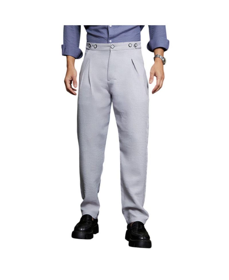 Men's Cloud Grey Pleated Tailored Trousers