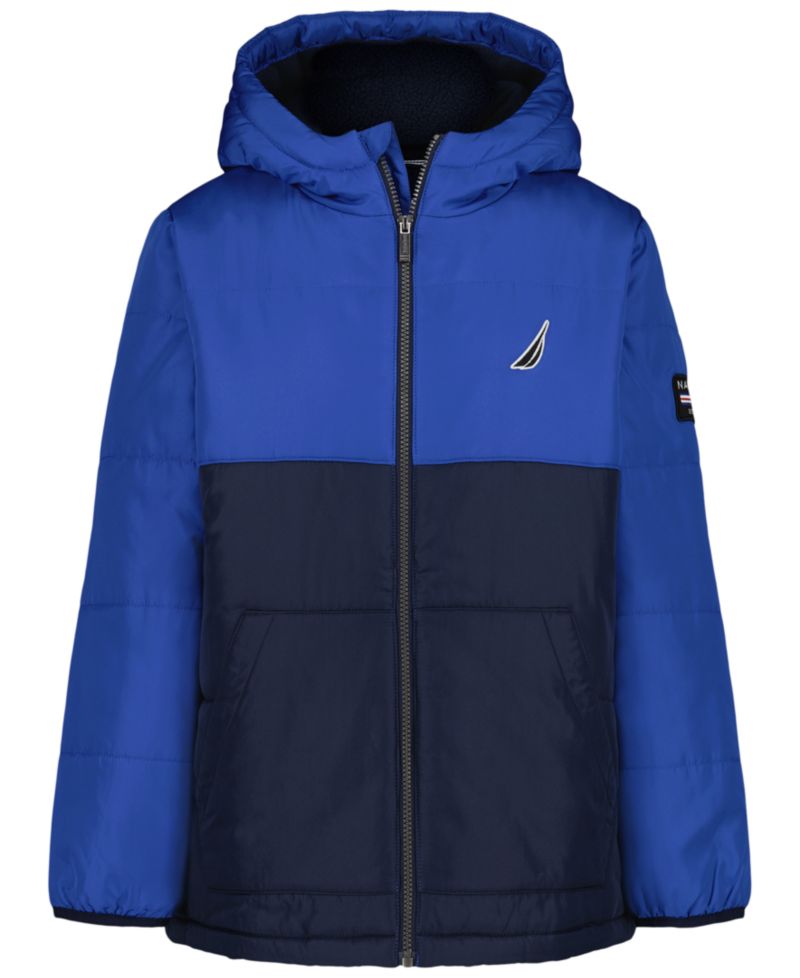 Boys' 8-20 Color Block Long-Sleeve Puffer Jacket