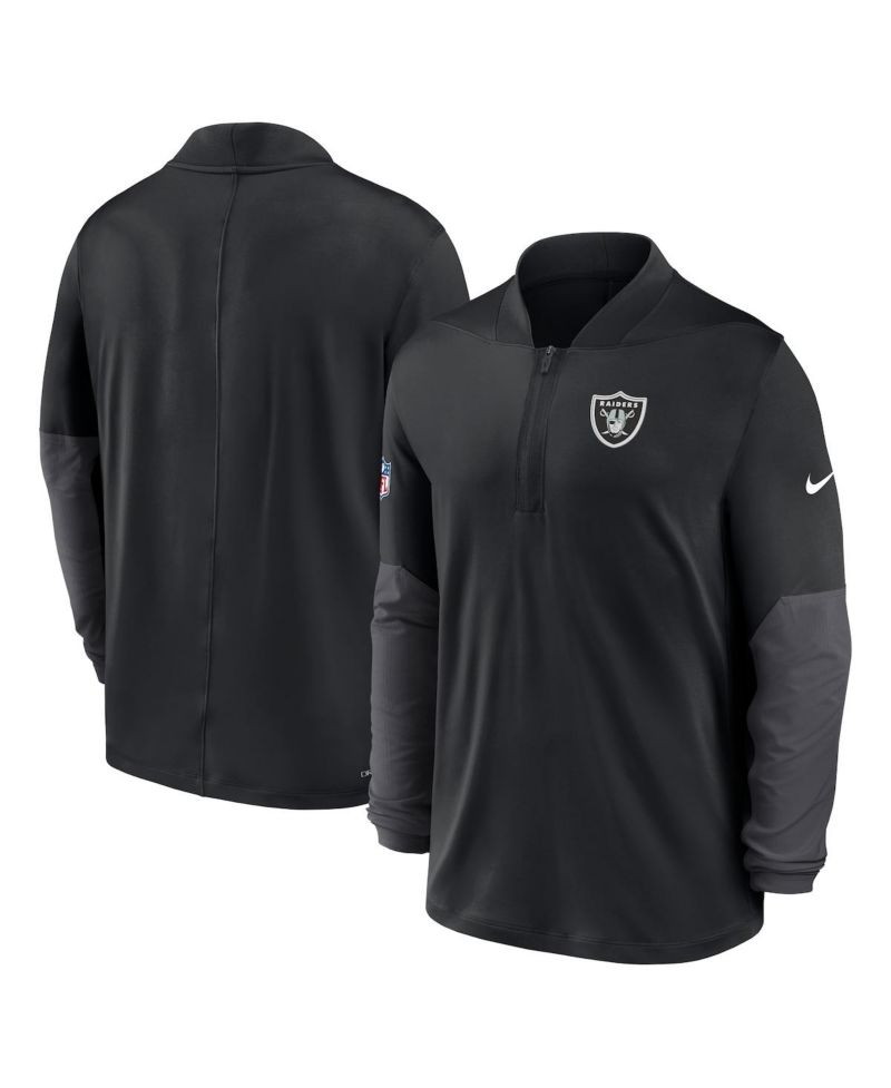 Men's Black Las Vegas Raiders Sideline Feel The Pressure Performance Half-Zip Pullover