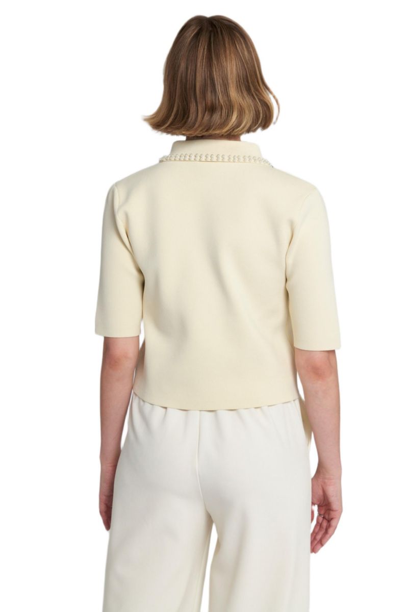 Women's Wide Leg Trouser with Self-Covered Buttons - Pants