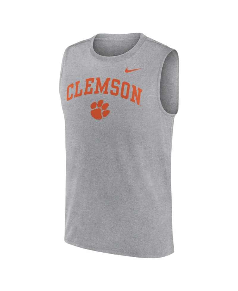 Men's Heather Gray Clemson Tigers Primetime Legend Arch Dri-FIT Muscle Tank Top