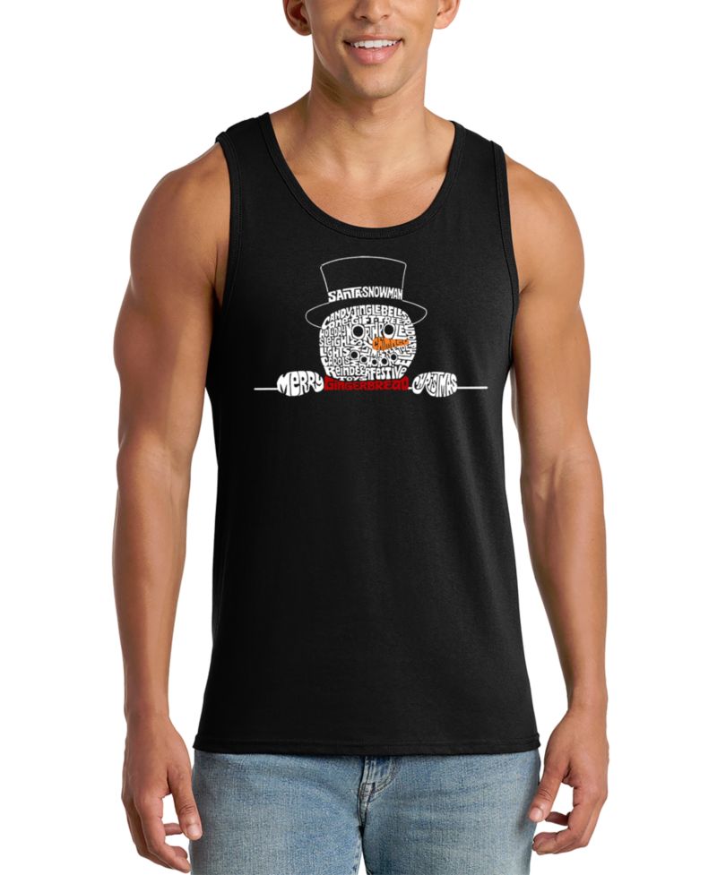 Men's Peeking Snowman Word Art Graphic Tank Top