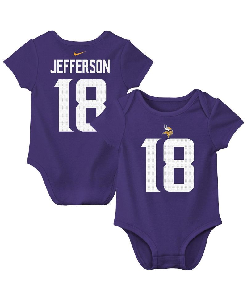 Baby Boys and Girls Justin Jefferson Purple Minnesota Vikings Player Name & Number Bodysuit