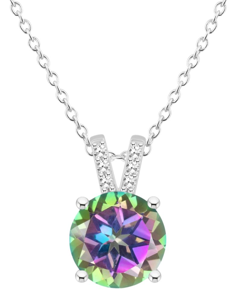 Mystic Topaz (2-3/8 ct. t.w.) & Diamond Accent Solitaire 18" Pendant Necklace in Sterling Silver (Also in Pink Topaz)