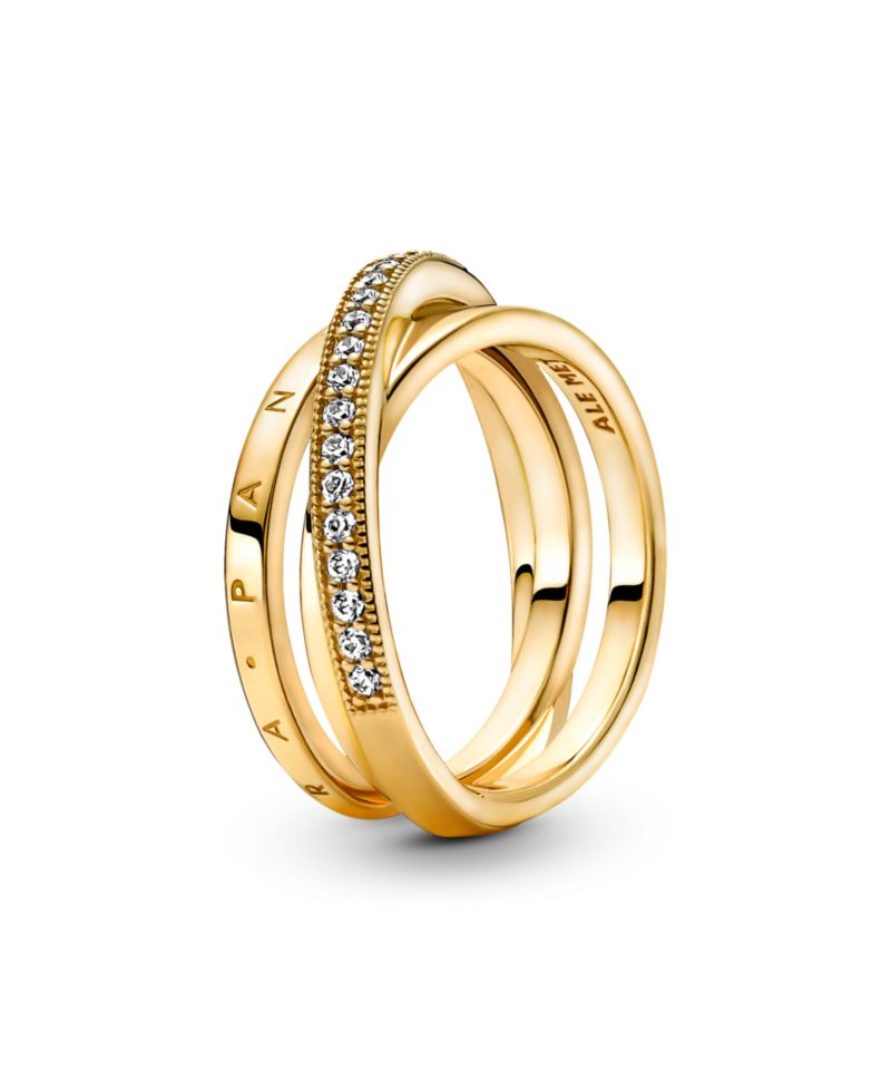 Cubic Zirconia Signature Crossover Pave Triple Band Ring