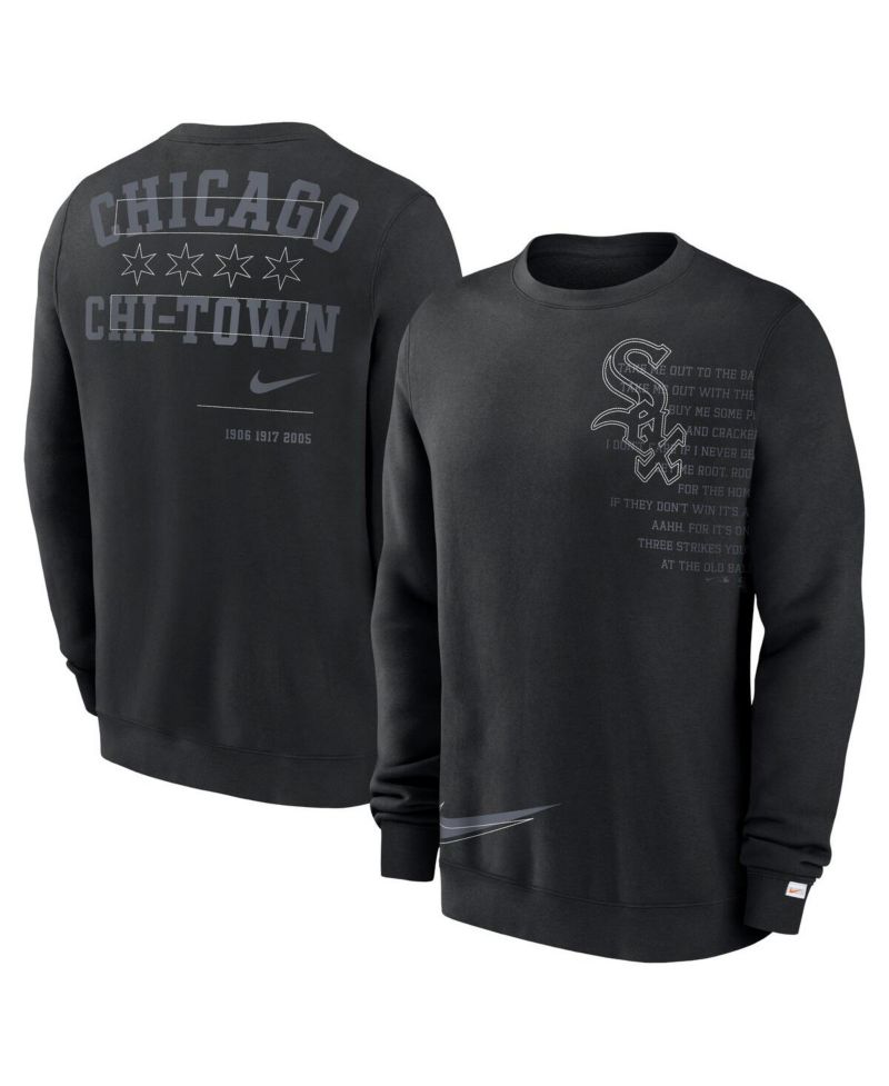 Men's Black Chicago White Sox Statement Ball Game Fleece Pullover Sweatshirt