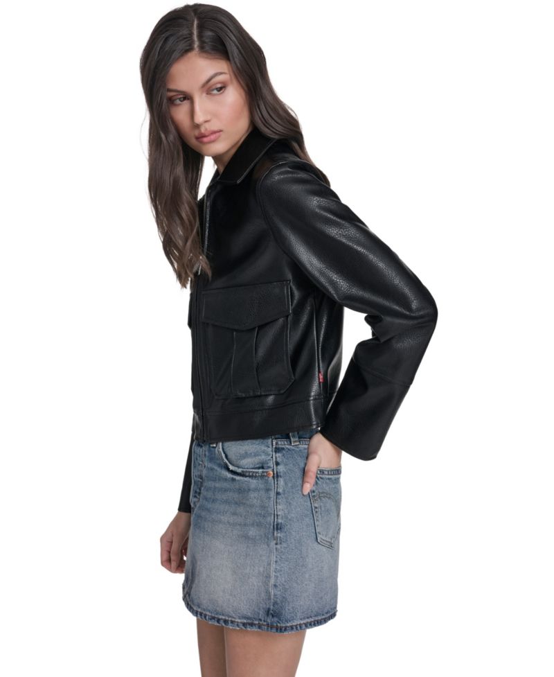 Women's Faux Leather Zip-Front Jacket