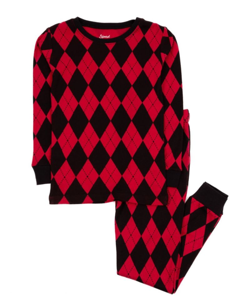 Boys' and Girls' Argyle Long-Sleeve Cotton Crewneck Top and Pajama Pants, 2-Piece Set