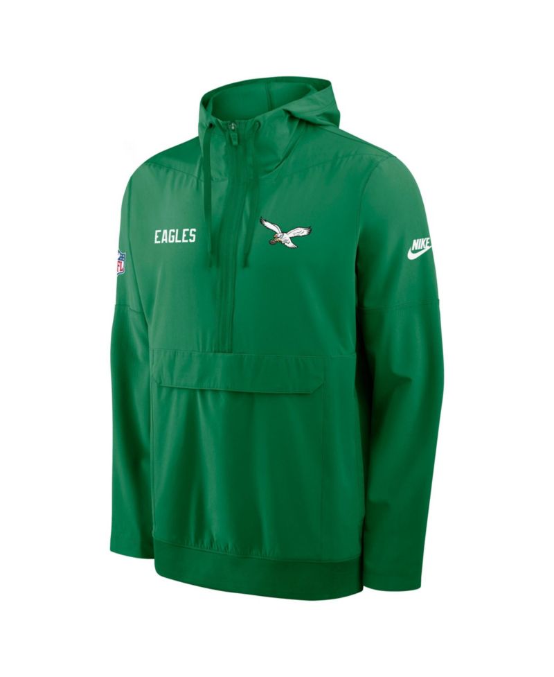 Men's Kelly Green Philadelphia Eagles Sideline Alt Pack Anorak Half-Zip Hoodie Jacket