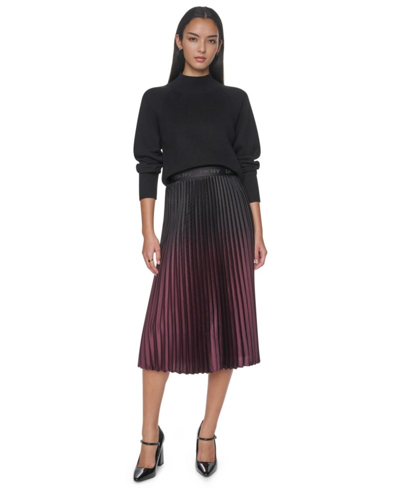 Women's High-Waisted Pleated Midi Skirt