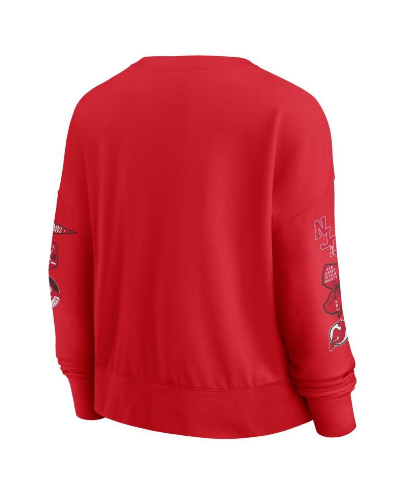 Women's Red New Jersey Devils Go Team Pullover Sweatshirt