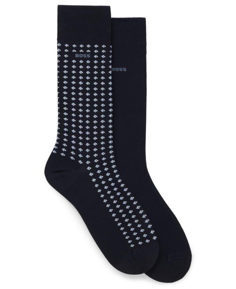 Hugo Boss Men's Mini Pattern Line and Dots Socks, 2-Pack
