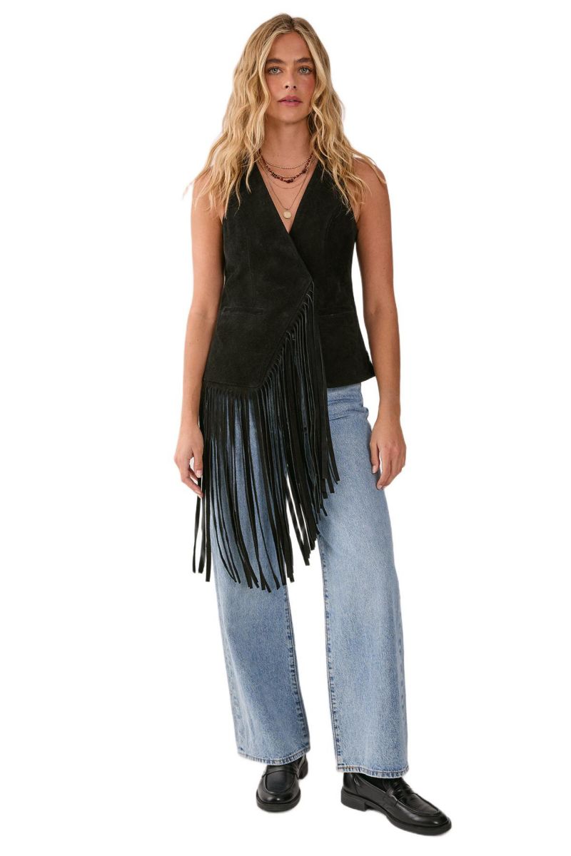 Women's Premium Suede Fringe Waistcoat