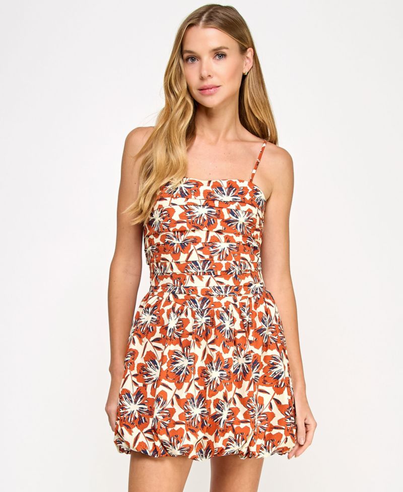 Juniors' Bow-Back Bubble-Hem Dress