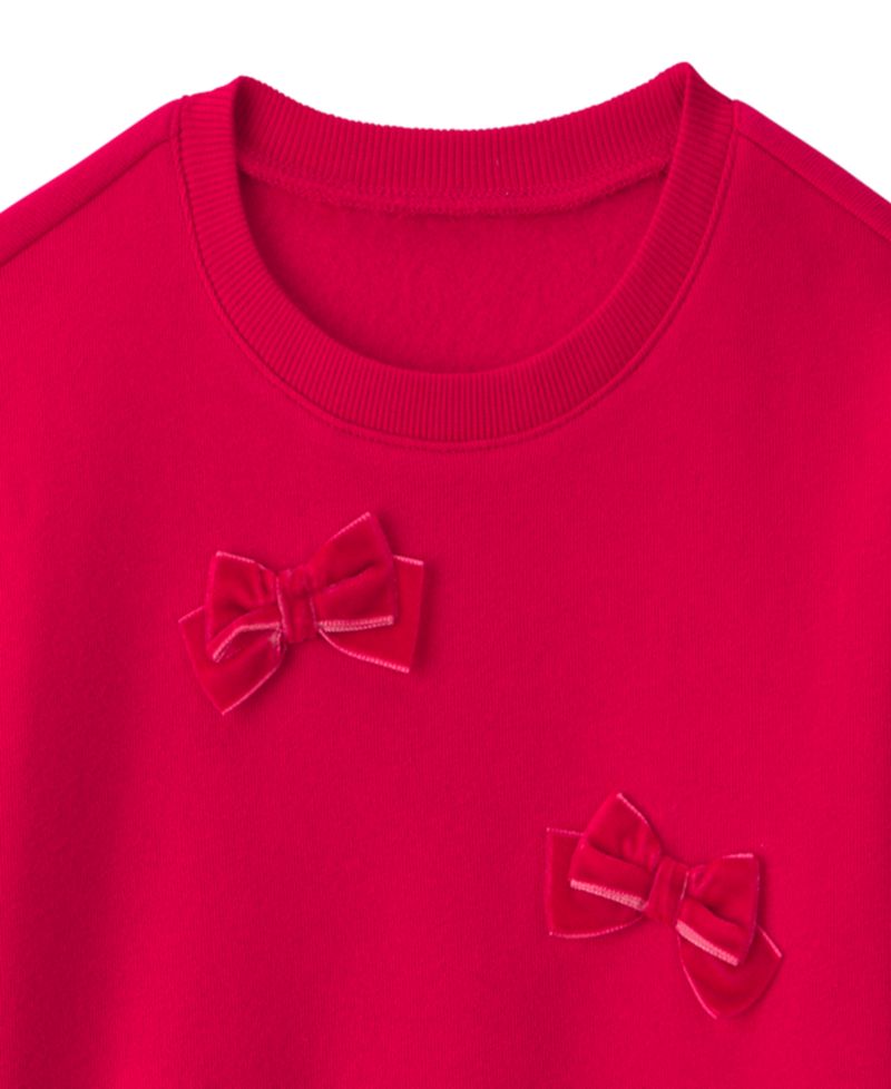 Toddler Girls' 2T-5T Velvet Bows Long-Sleeve Sweatshirt