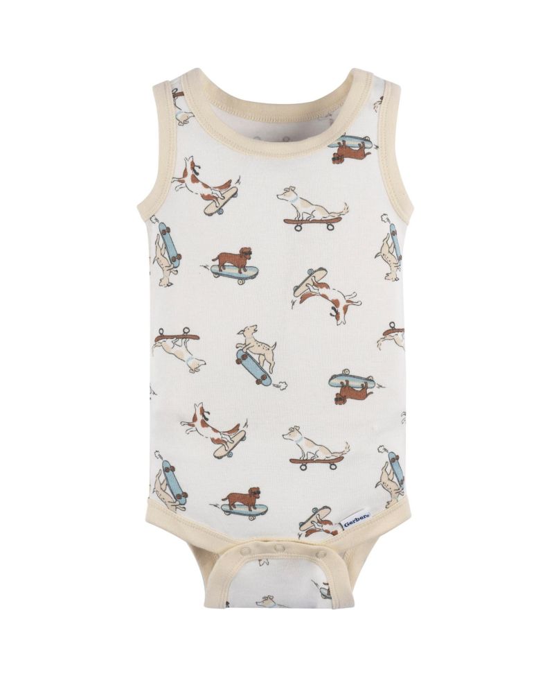 Baby Boys 4-Pack Sleeveless Onesies Bodysuits, Blue Bike