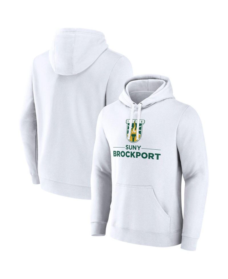 Men's White SUNY Brockport Golden Eagles Primary Logo Pullover Hoodie