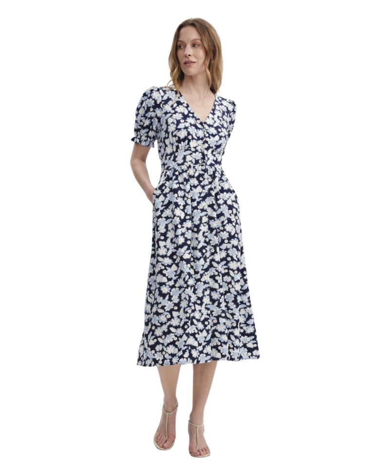 Women's Samantha Floral A-Line V-Neck Midi Dress