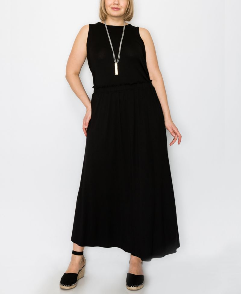Plus Size Elastic Waist Maxi Skirts