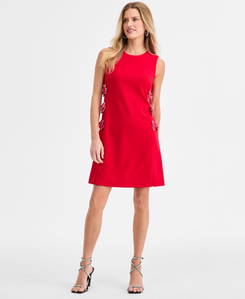 Women's Bow Detail Crew Neck Sheath Dress