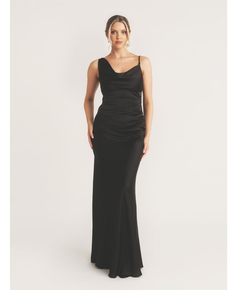 Cowl Front Asymmetric Bridesmaid Dress
