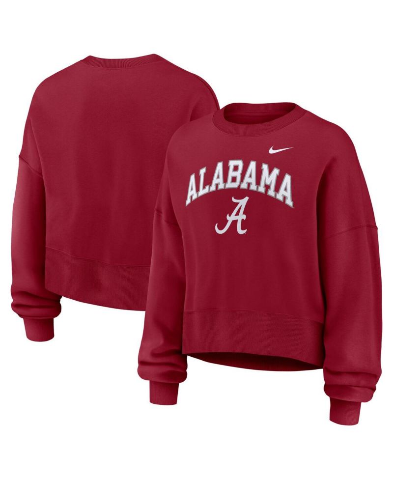 Women's Crimson Alabama Crimson Tide Oversized Phoenix Arch Pullover Sweatshirt