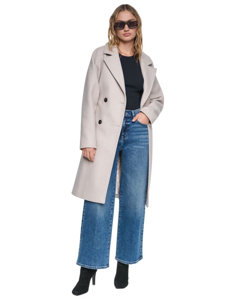 Women's Double-Breasted Belted Notch Collar Coat
