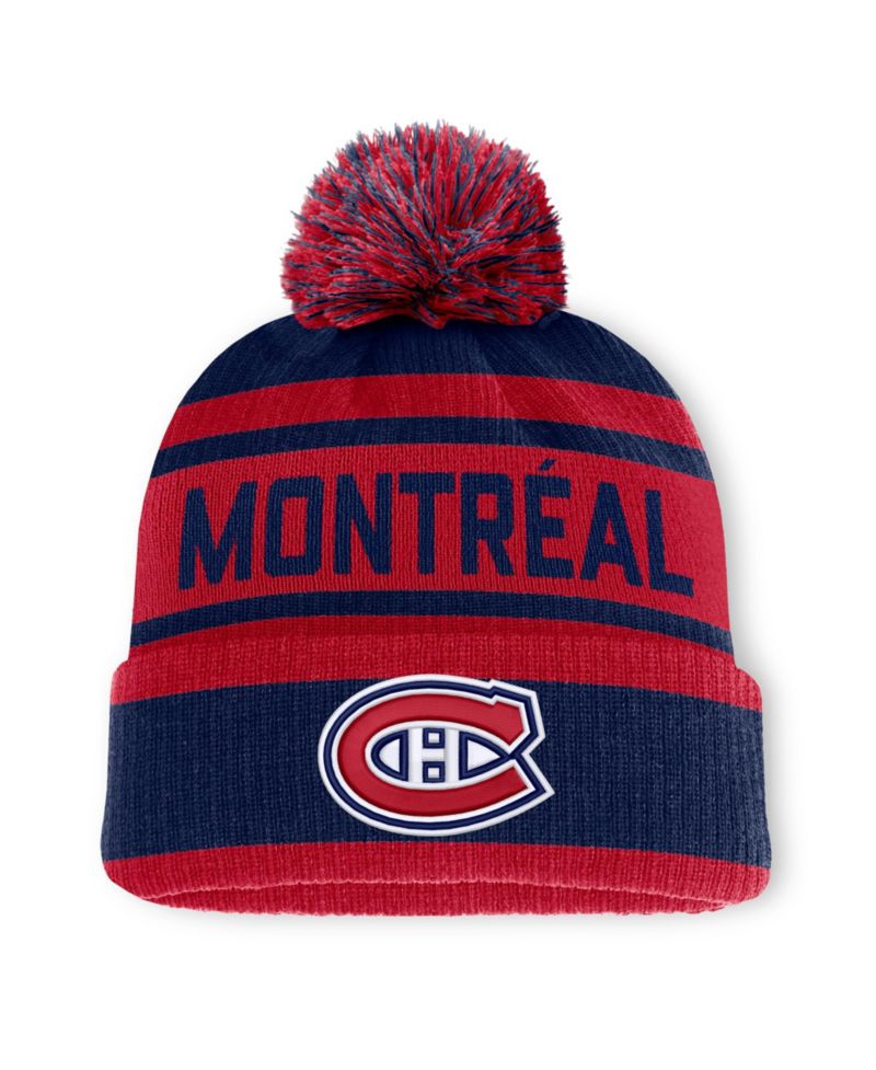 Men's Navy/Red Montreal Canadiens Fundamental Cuffed Knit Hat with Pom