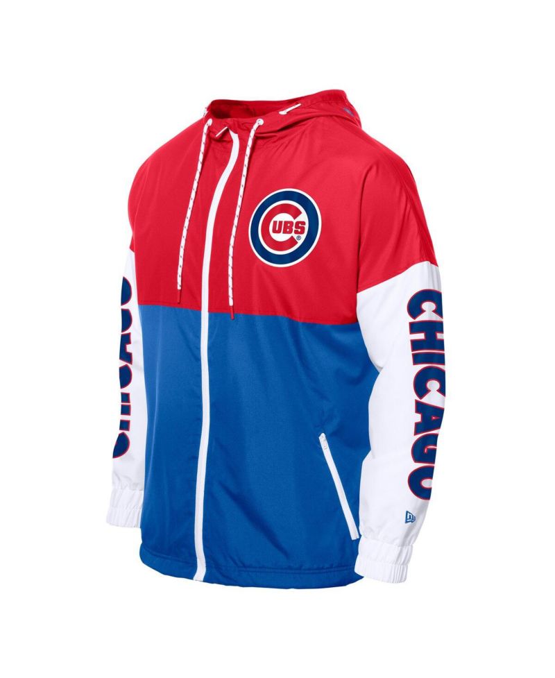 Men's Royal/Red Chicago Cubs Color Block Full-Zip Hoodie Windbreaker Jacket