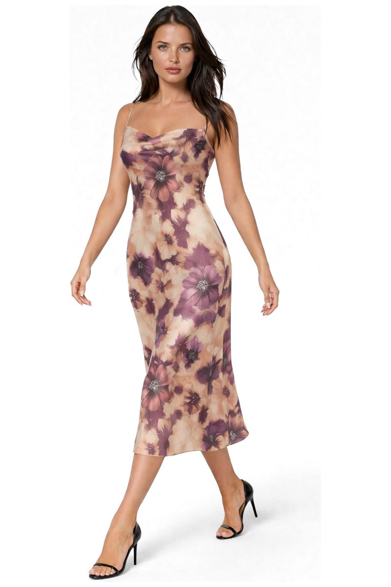 Women's Printed Cowl Maxi Dress