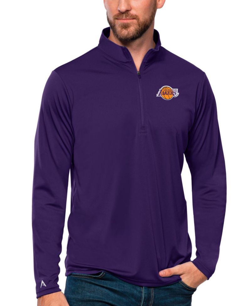 Men's Purple Los Angeles Lakers Tribute Quarter-Zip Pullover Sweatshirt