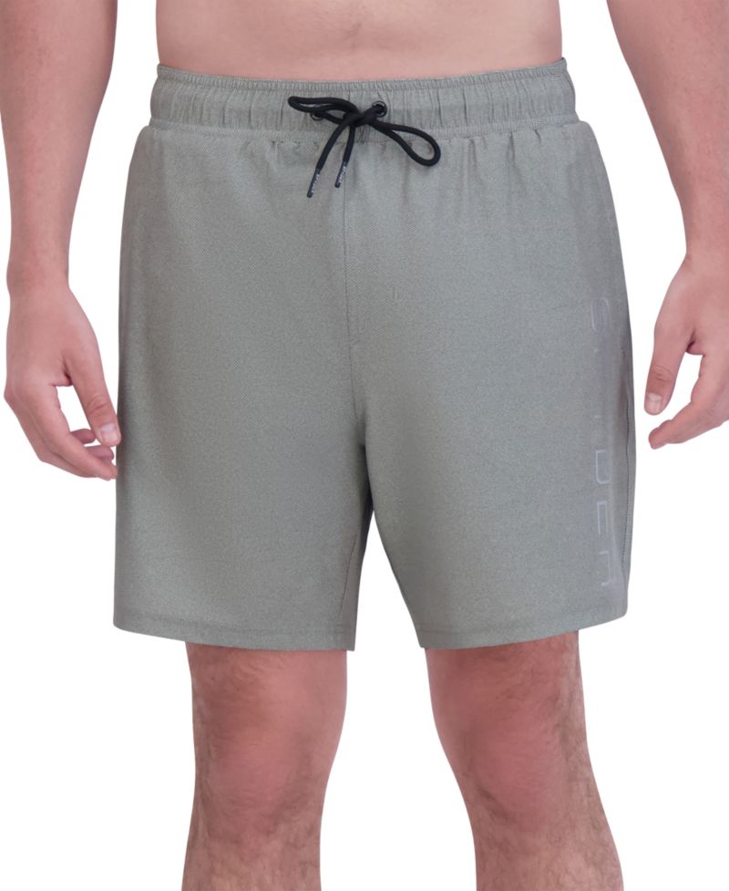 Men's Stretch Twill-Print 7" Swim Trunks with Compression Liner