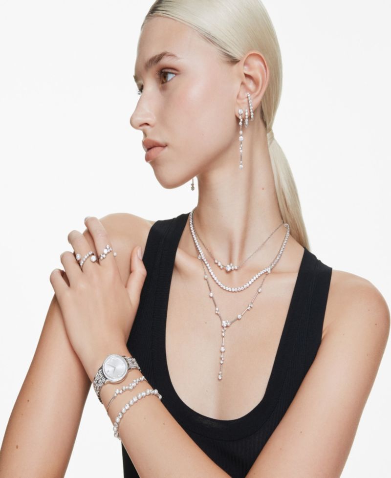 Crystal Cultivated Pearl Round Cut Tennis Bracelet