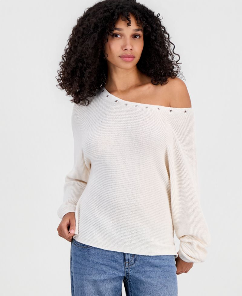 Juniors' Grommet Boat-Neck Sweater