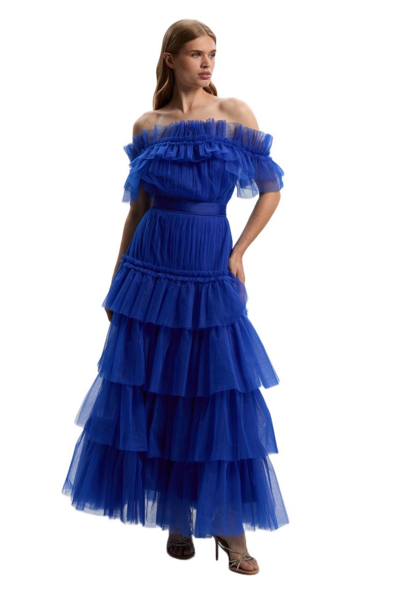 Women's Tulle Off Shoulder Maxi Dress