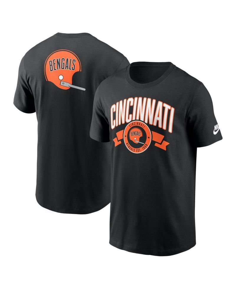 Men's Black Cincinnati Bengals Rewind Front and Back Hit Essential T-Shirt