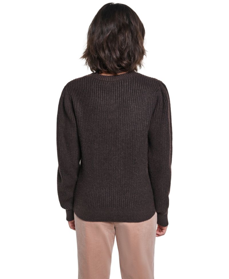 Women's Cable-Knit Floral Lace Applique Sweater