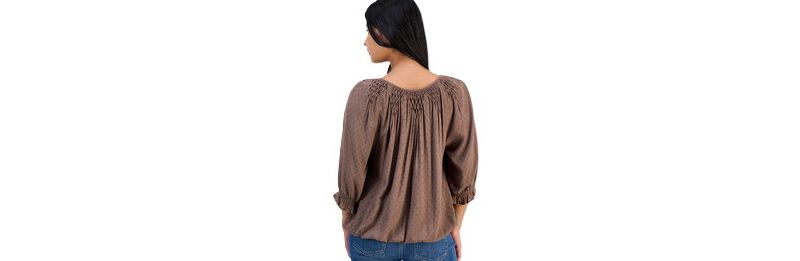 Petite Scoop Neck Elbow-Sleeve Blouse