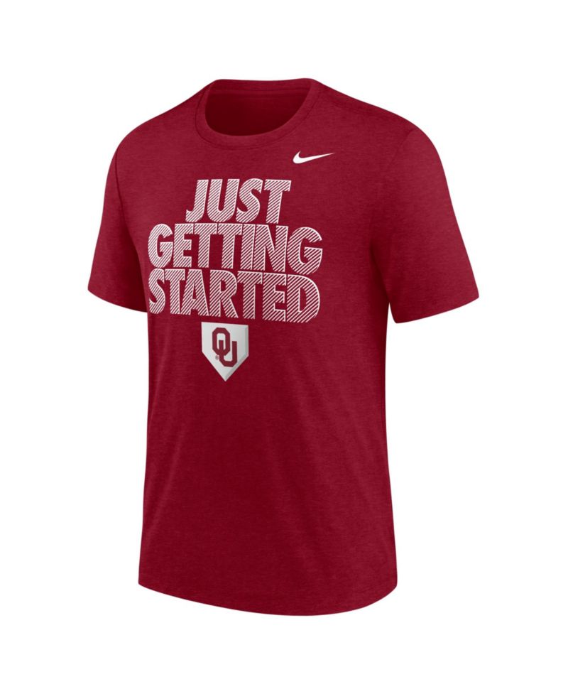 Men's Crimson Oklahoma Sooners 2026 NCAA Baseball Men's College World Series Dugout Tri-Blend T-Shirt