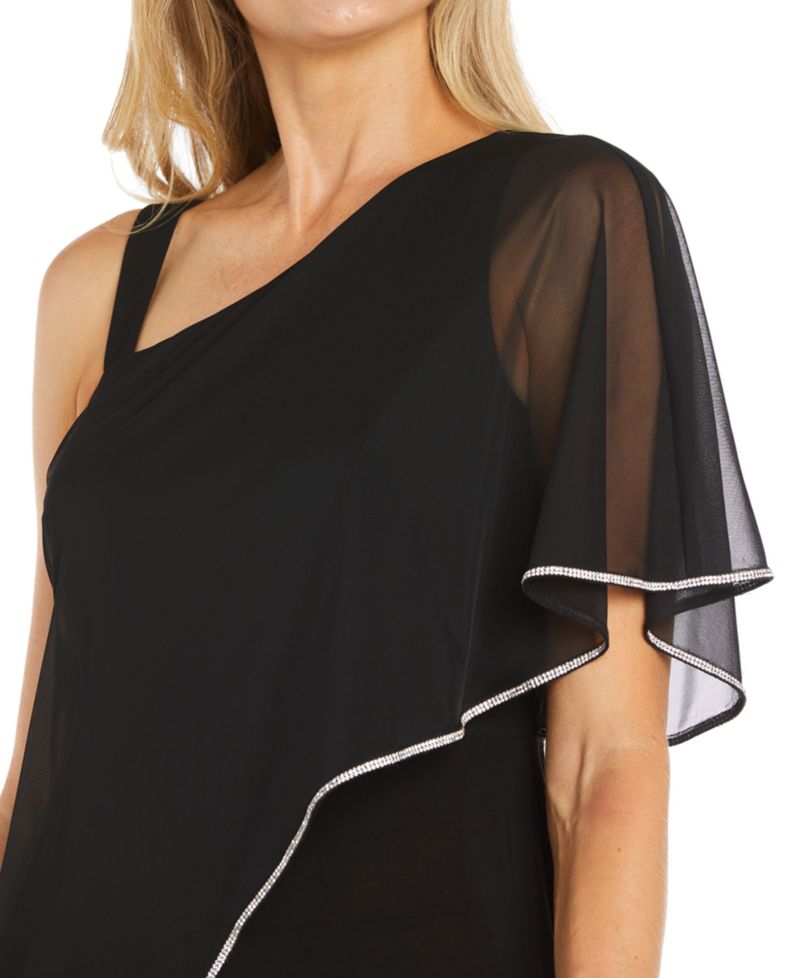 Women's Asymmetric Rhinestone-Trim Draped Jumpsuit