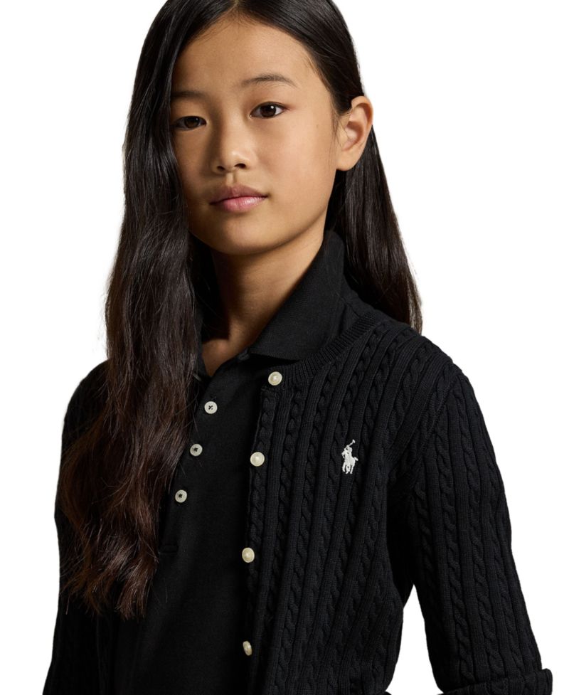 Girls' 7-16 Cable-Knit Cotton Cardigan
