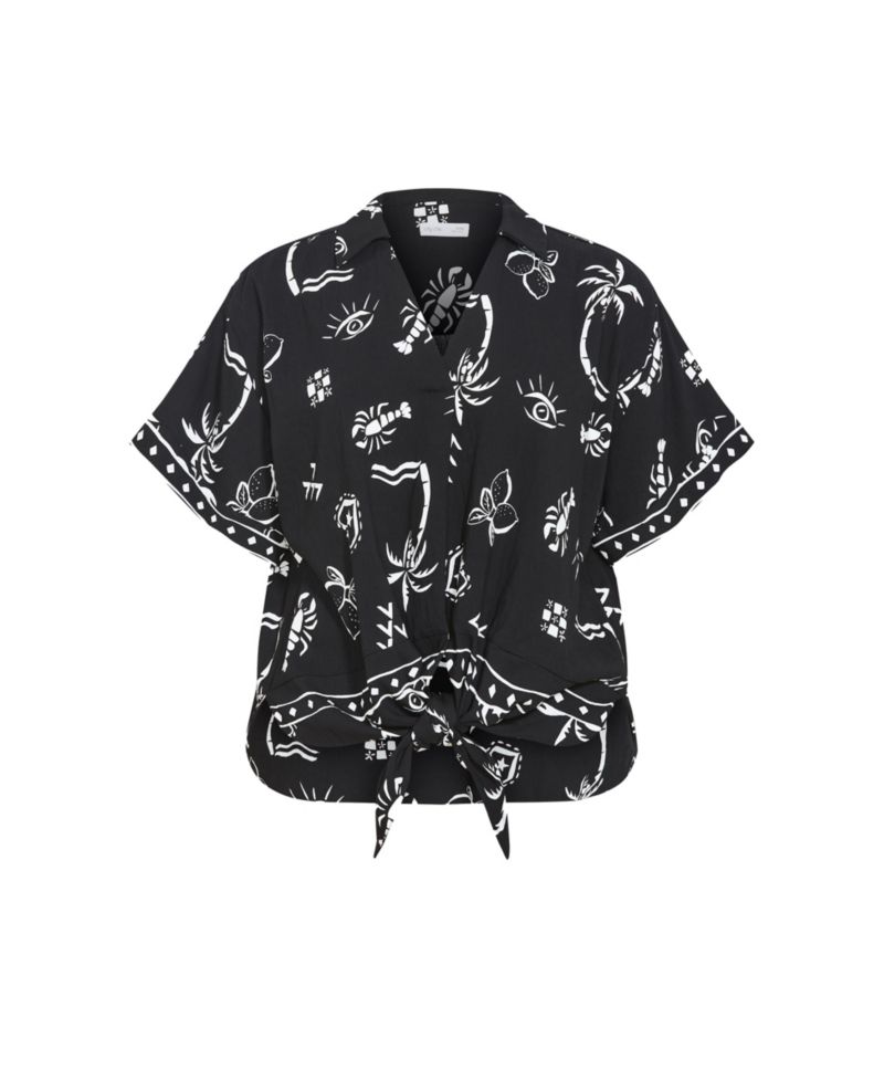 Plus Size Resort Border Print Shirt